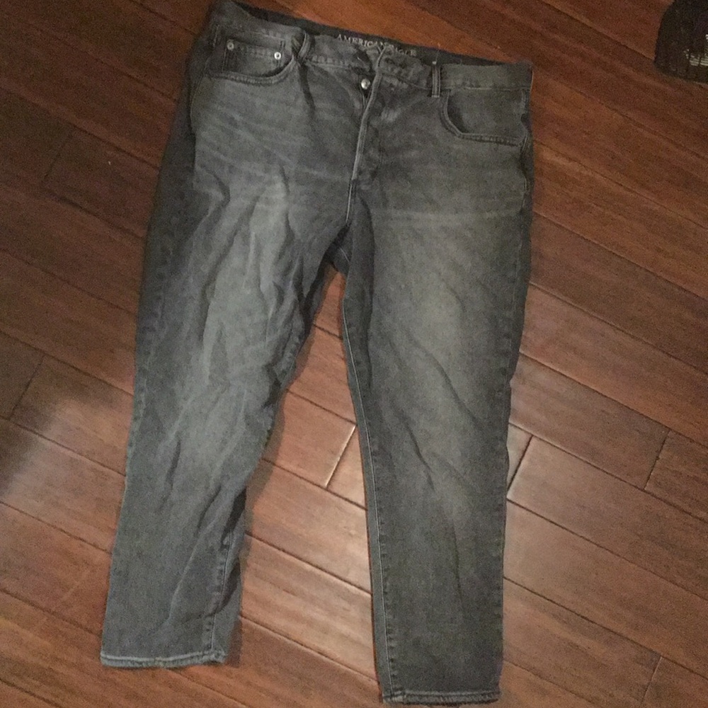 Size 14 Hi-Rise Girlfriend Gray AE Jeans